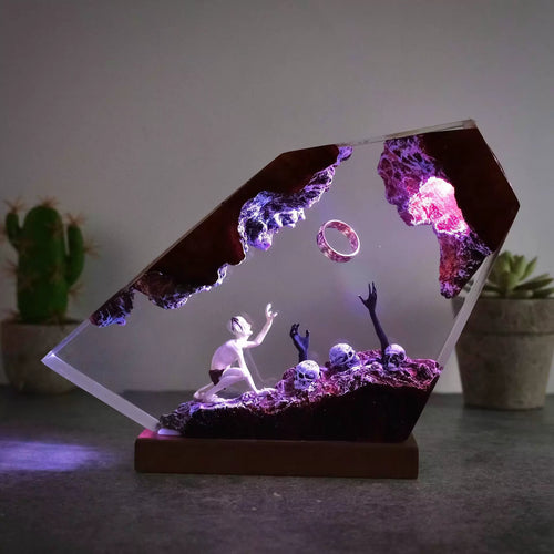 Gulum Power Ring Epoxy Resin Lamp Dark Lord Ring Fantasy World Modern Night Light Halloween & Anniversary Gift